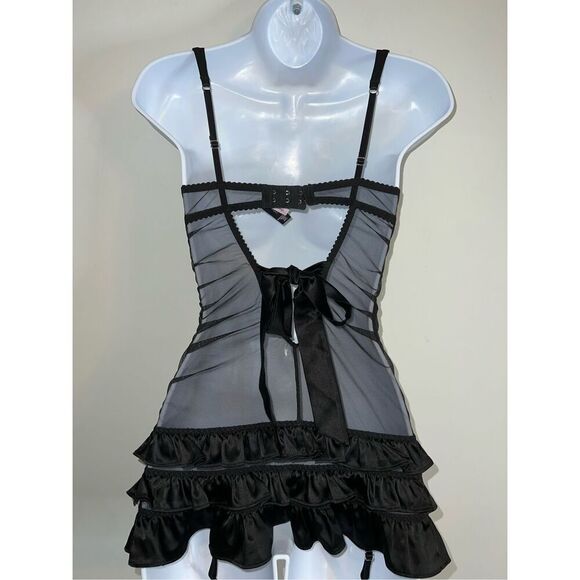 Victorias Secret Black w/ Rhinestones 34C Babydoll Gown - Picture 6 of 9
